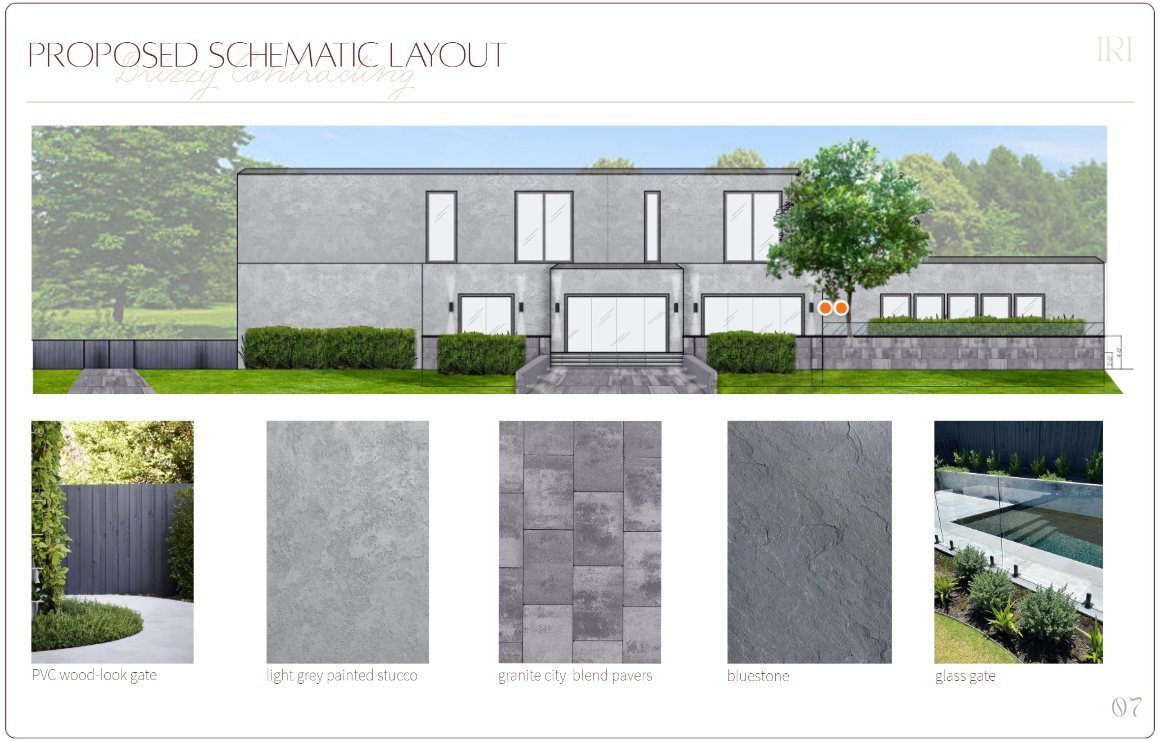 Material selection for façade, pavers and stone