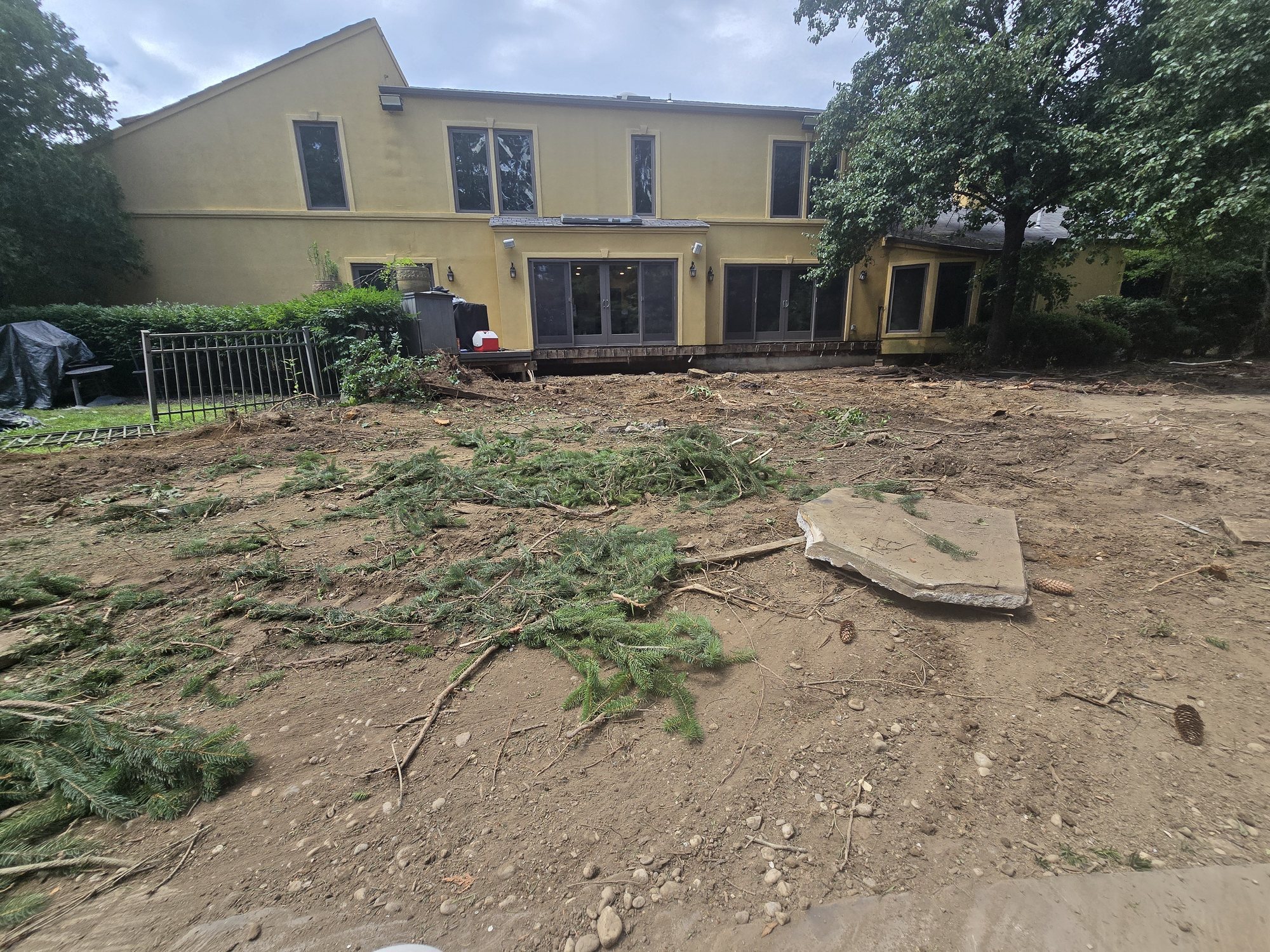 Backyard of the house after the old patio was demolished