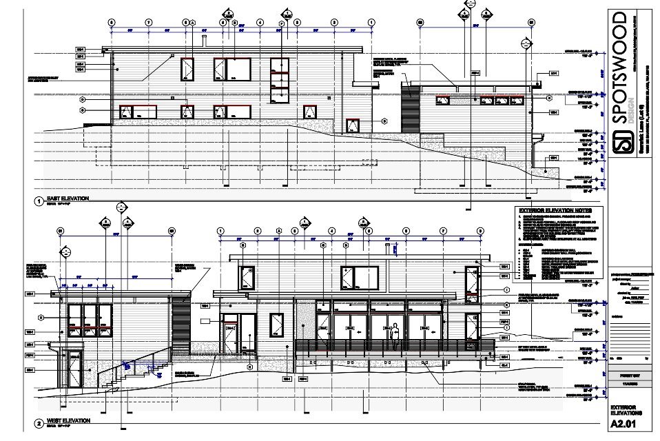 Exterior elevations from the permit set